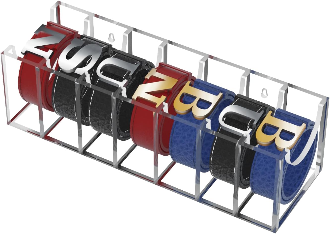 GTI Belt Organizer, 7 Compartments Belt Organizer for Closet and Drawer, Bamboo Display Case for Tie and Belt, Belt Storage Organizer for Men Women (Black)