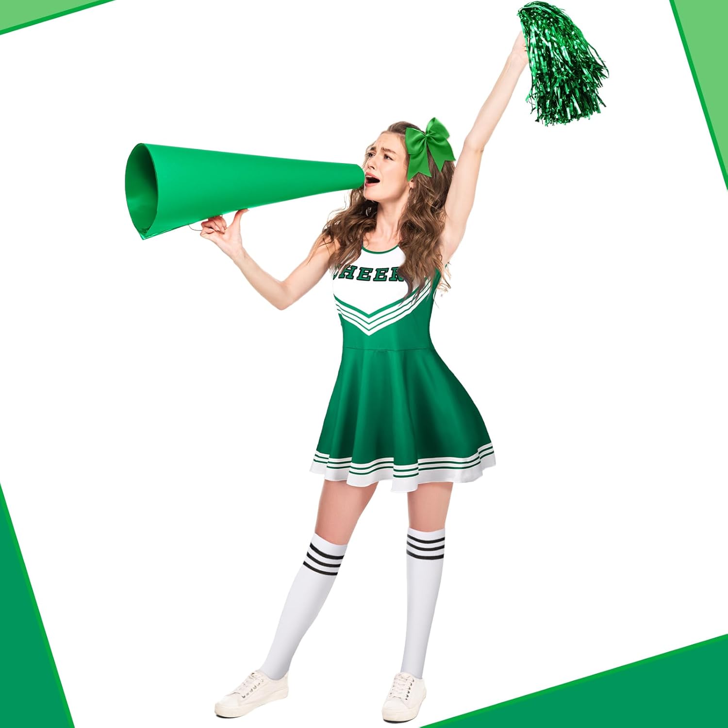 SATINIOR 4 Pcs Cheerleader Costumes for Women Adults Cheer Uniform Outfit for 2025 Halloween - Image 5