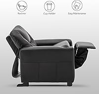 Vista 7 de MCombo Silla reclinable infantil con portavasos para niños y niñas, sofá con reposabrazos y soporte para tazas para niños pequeños, piel sintética