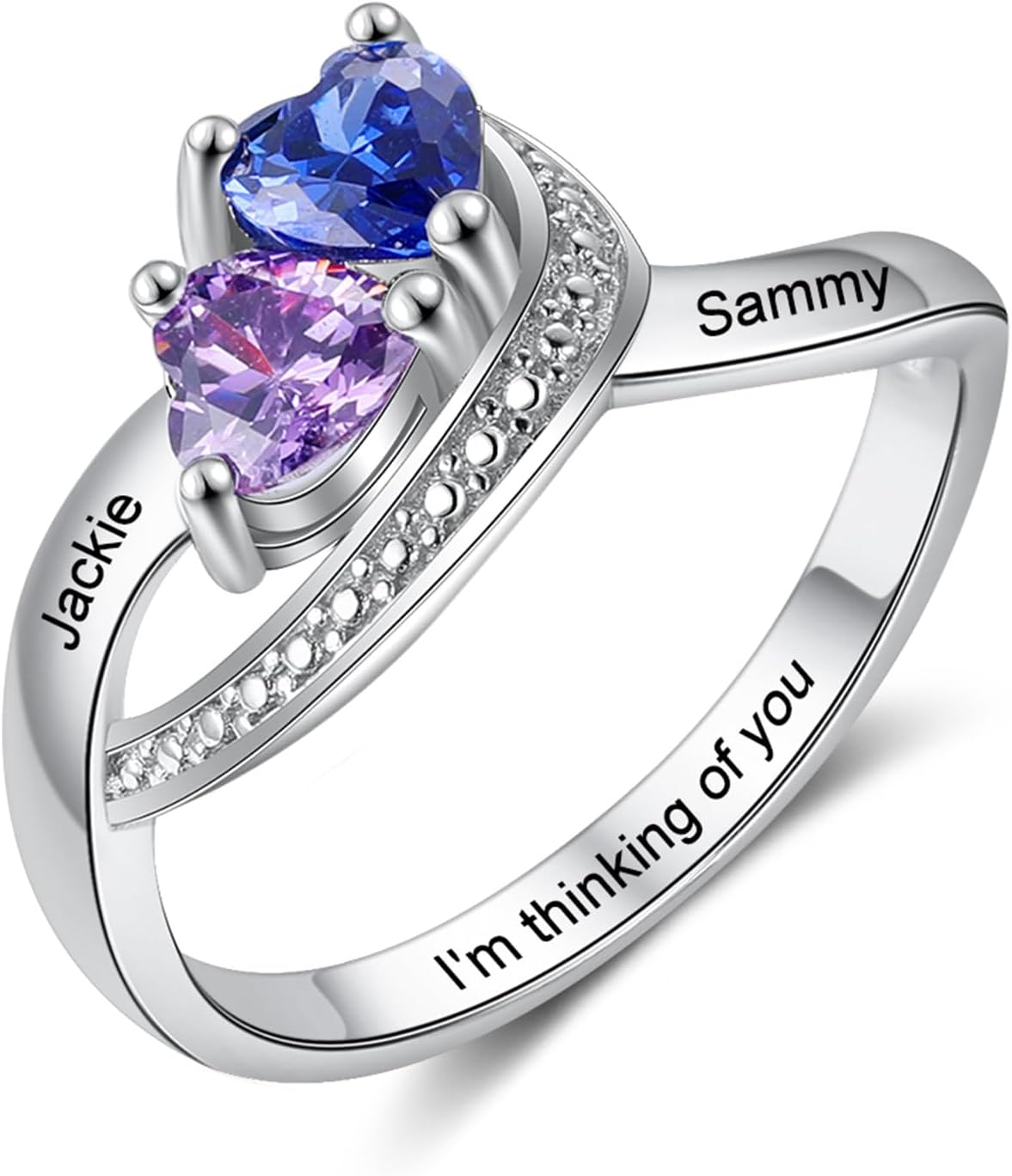 925 Sterling Silver Personalized Infinity Mothers Rings for Women Custom Engagement Rings with 1~8 Heart Stones & Names - Wedding Promise Mother’s Day Gift For Women Grandma Mom Her