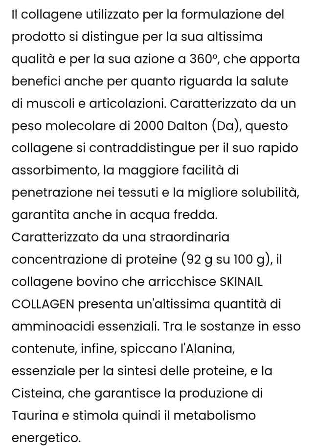 COLLAGENE SKINAIL - Integratore alimentare per pelle, capelli e unghie 30 bustine da 21 grammi | Con complesso esclusivo CBH-TOTAL