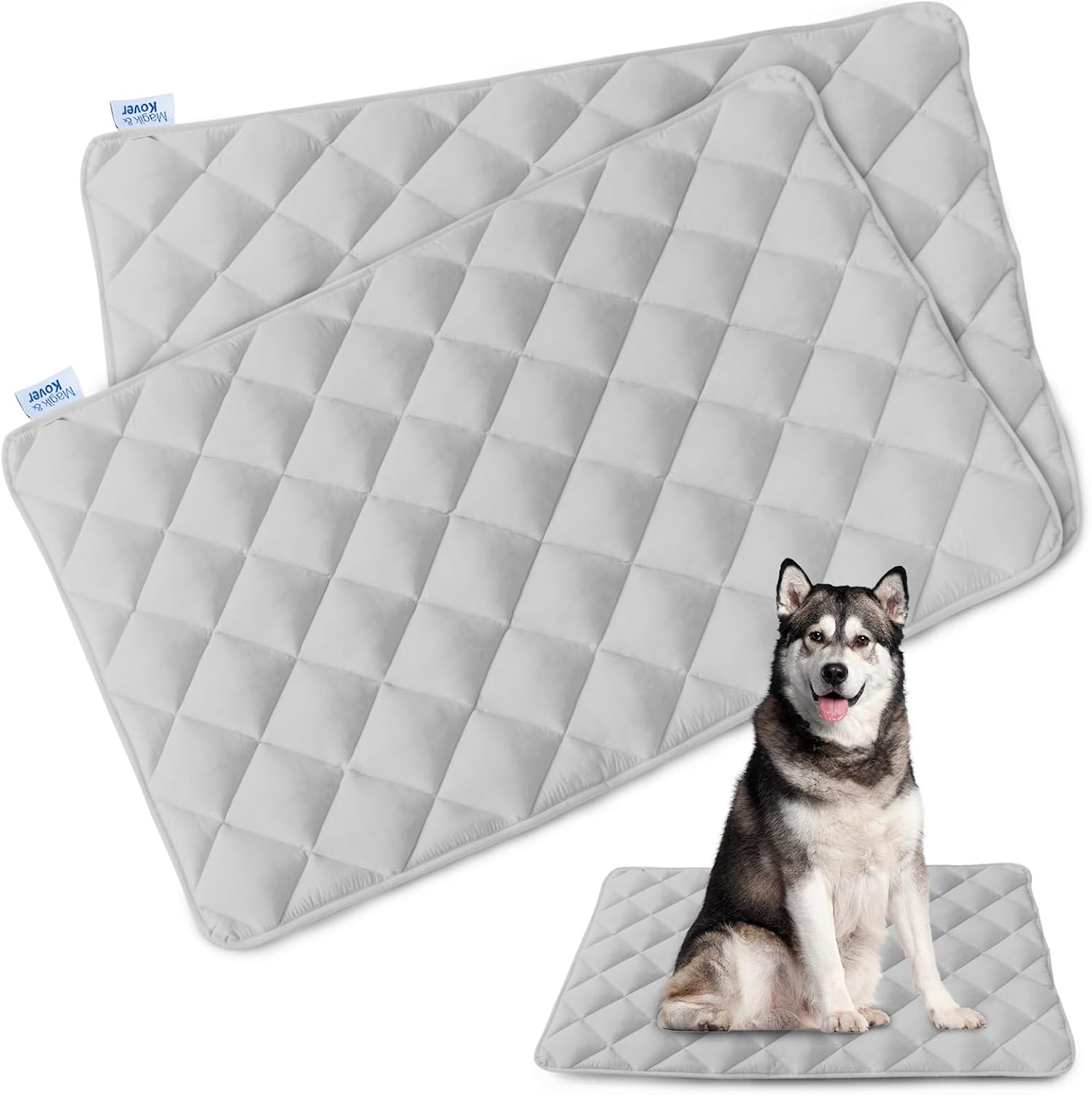 Dog Crate Pad 2 Pack (36″ x 23″), Soft Dog Crate Mat with Anti-Slip Bottom, Machine Washable Kennel Pad, Crate Pads for Dog Cages, Dog Bed for Crate, Fits 36 Inch Dog Crate, Grey