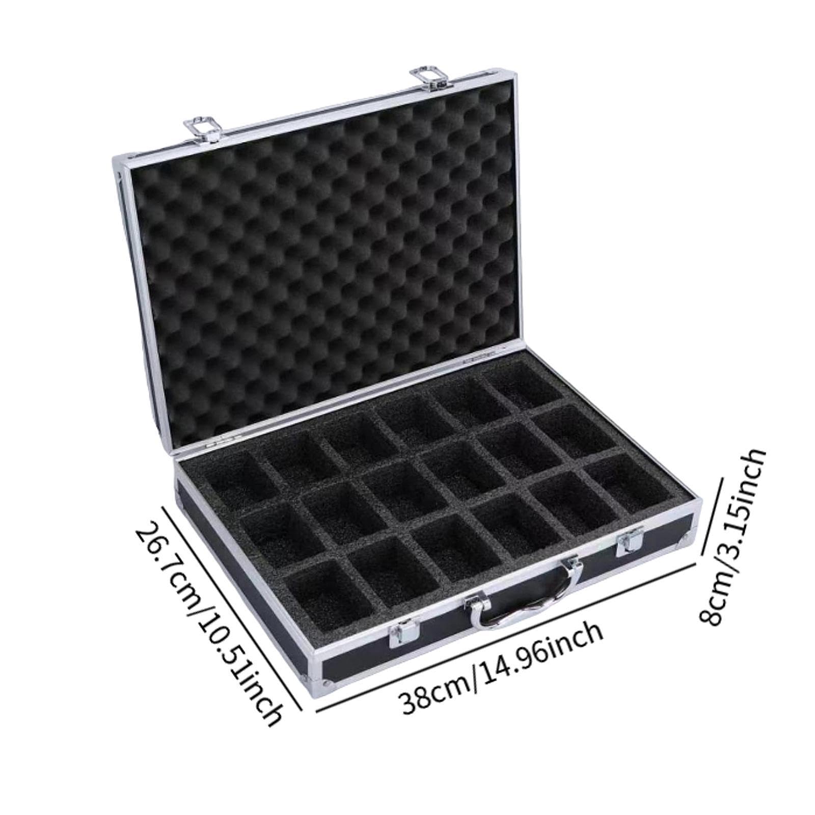 Amagogo Caja almacenamiento para relojes, estuche rígido aleación aluminio, estuche regalo para exhibición y colección, organizador para relojes, Negro, 18 Ranuras