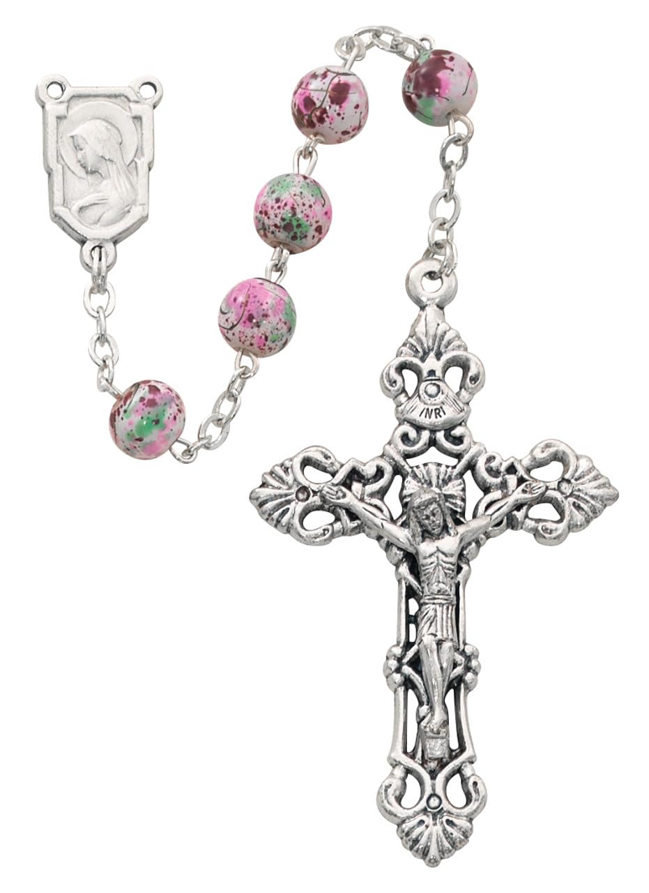 7MM WHITE CLOISSONNE ROSARY