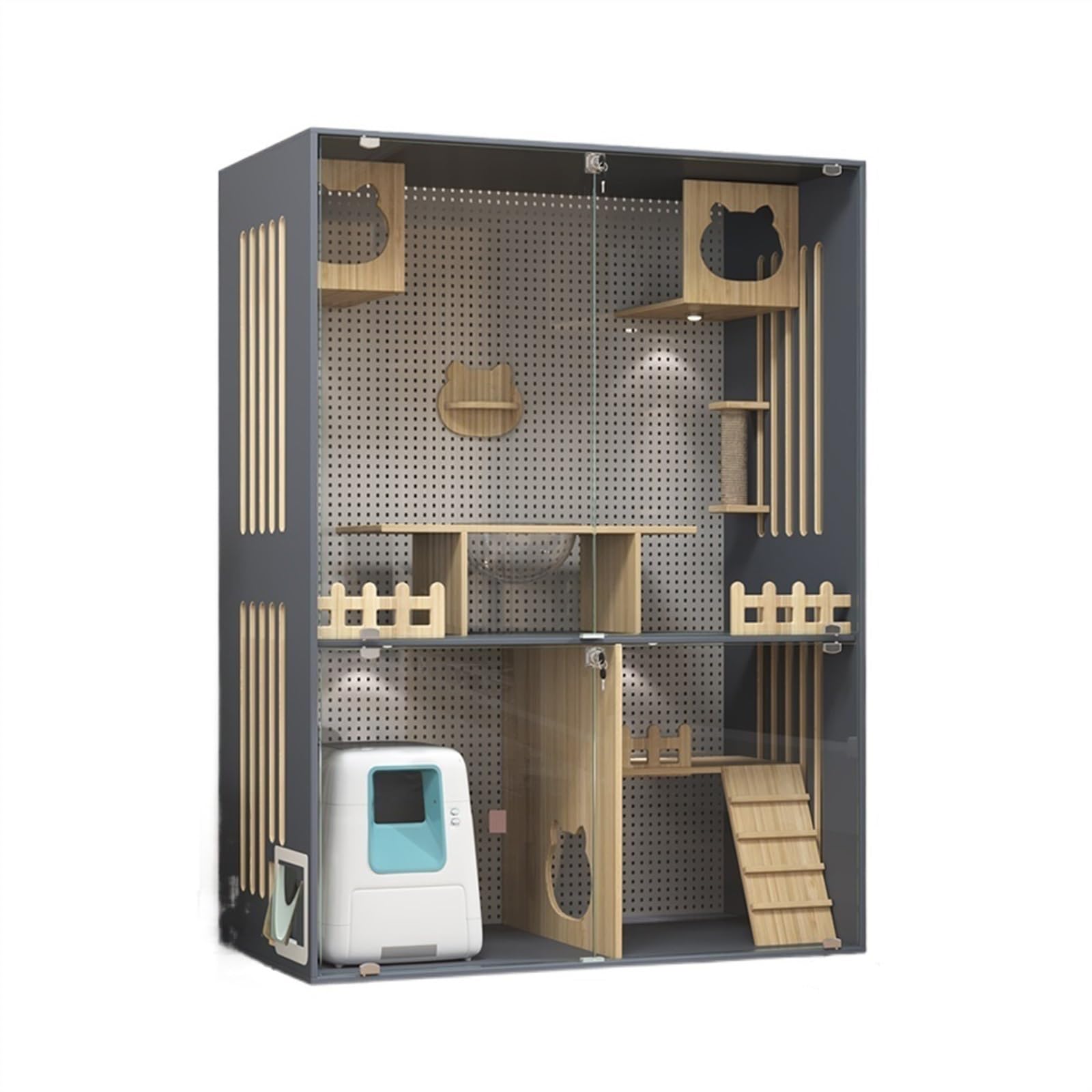 Casa del gatto Casa for gatti Nido for gatti al coperto Spazio libero super grande Toilette for gatti Struttura da arrampicata for gatti integrata Gabinetto for gatti di lusso in legno Gabbia for gatt