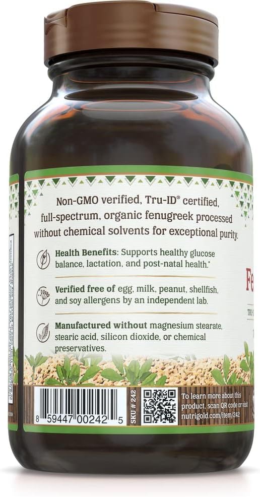 Nutrigold Organic Fenogreek Gold 750 mg 120 Cápsulas Vegetales