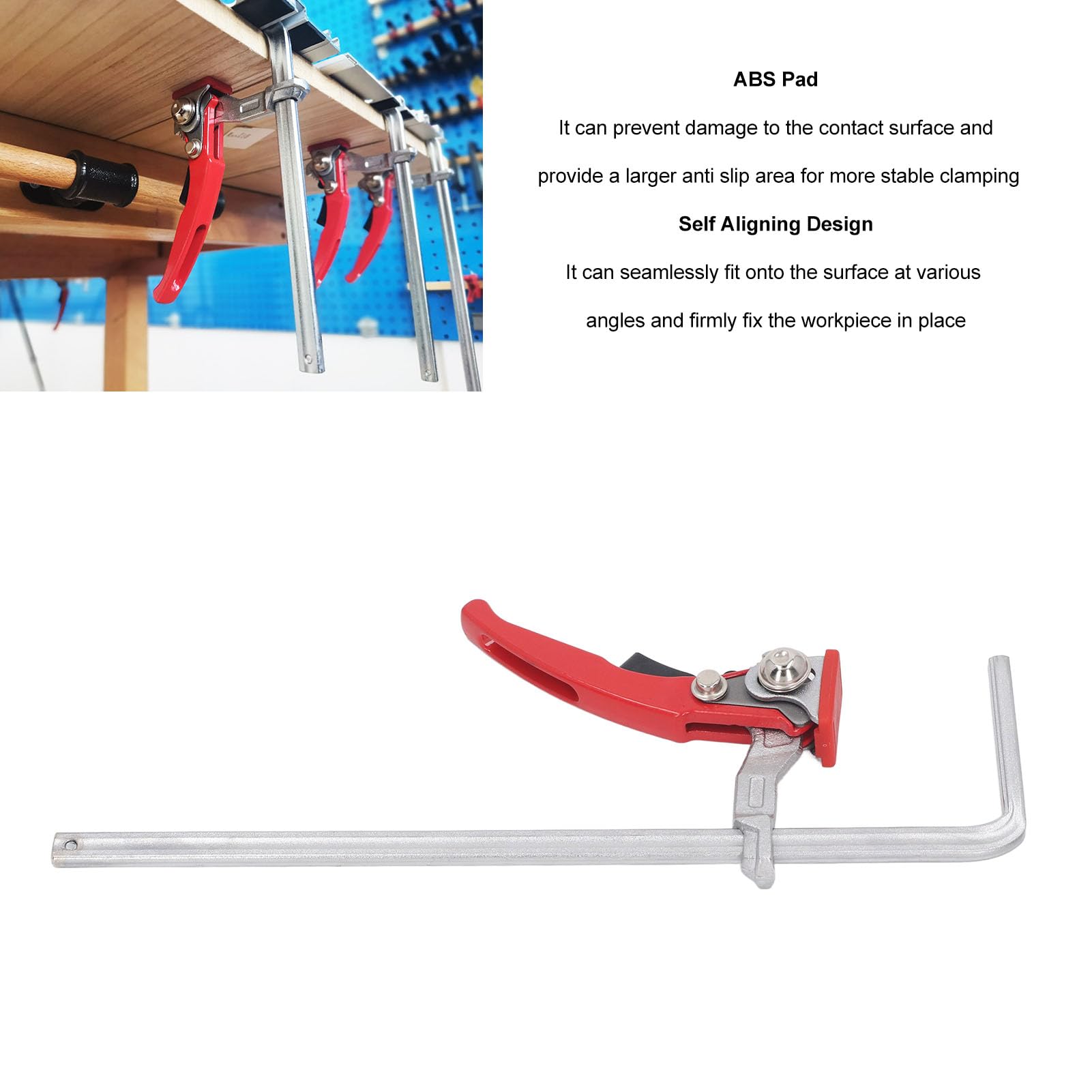 FLEXMAN Ratchet Table Clamp, 30 X 6 cm Self Aligning Quick Release Saw Track Clamps Quick Ratchet Versatile Woodworking Clamp for Woodworking