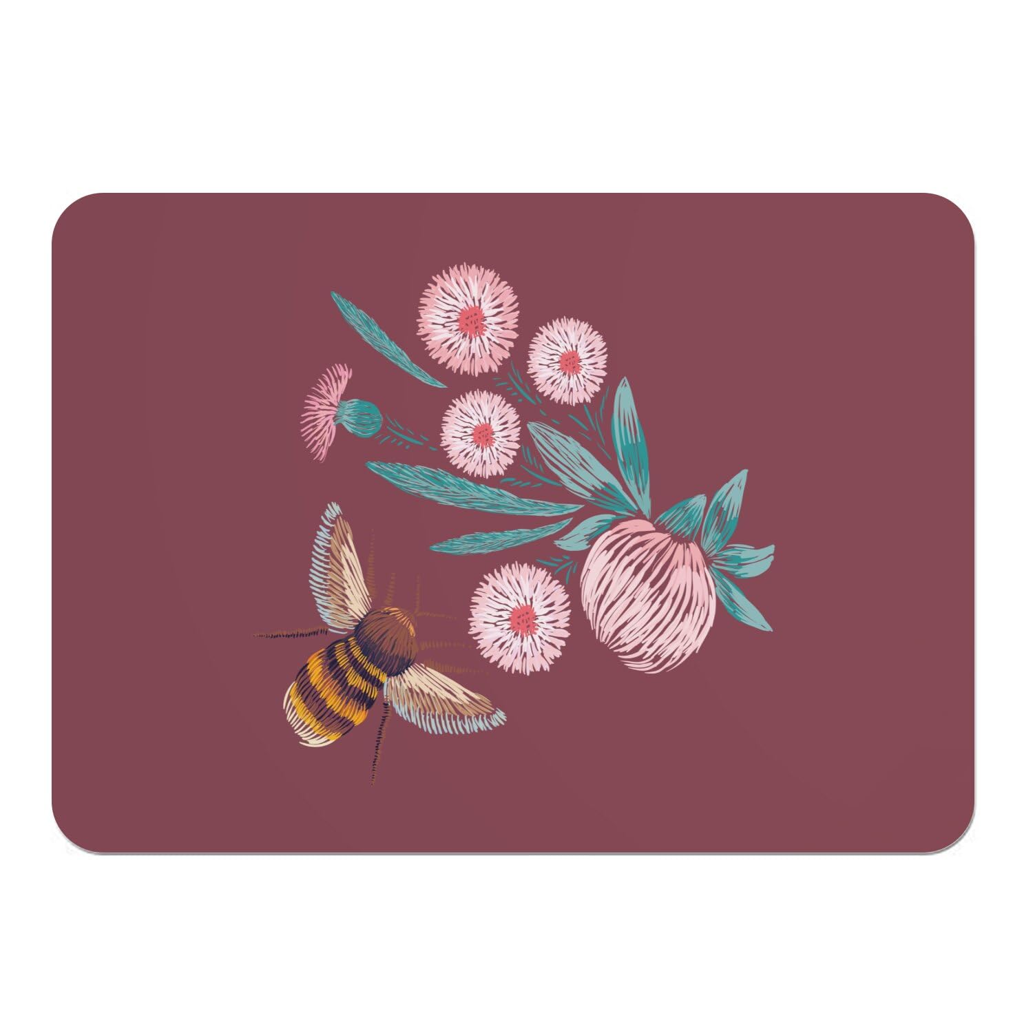 Set de table en liège rouge lot de 4 grands napperons fleurs et abeille