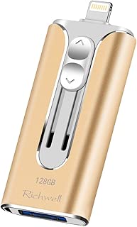 USB Flash Drive 128GB Thumb Drive iOS Flash Drive for iPhone Photo Stick 3in1 USB3.0 Memory Stick External Storage USB Drive Richwell Compatible iPhone iPad Mac Android and Computer (Gold128G-UX) - coolthings.us