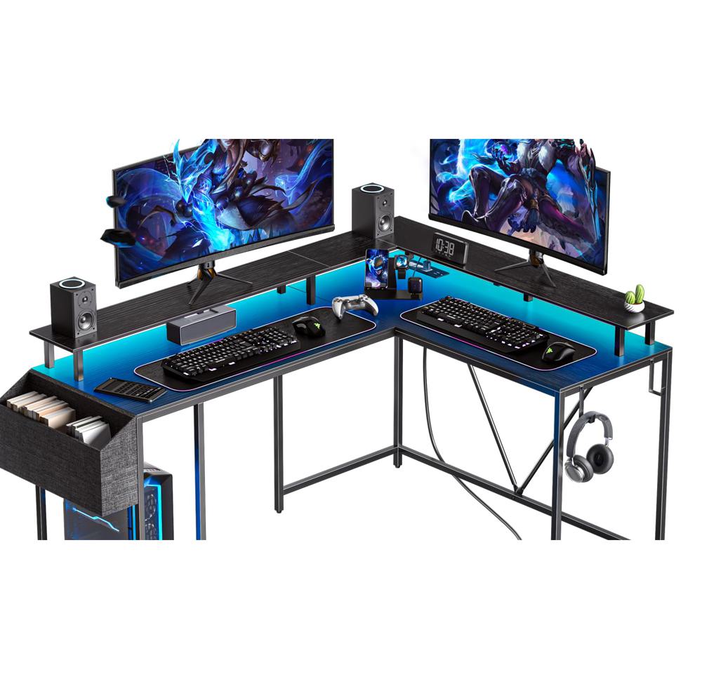 Amazon.com: Eivanet L Shaped Gaming Desk with Power Outlets and