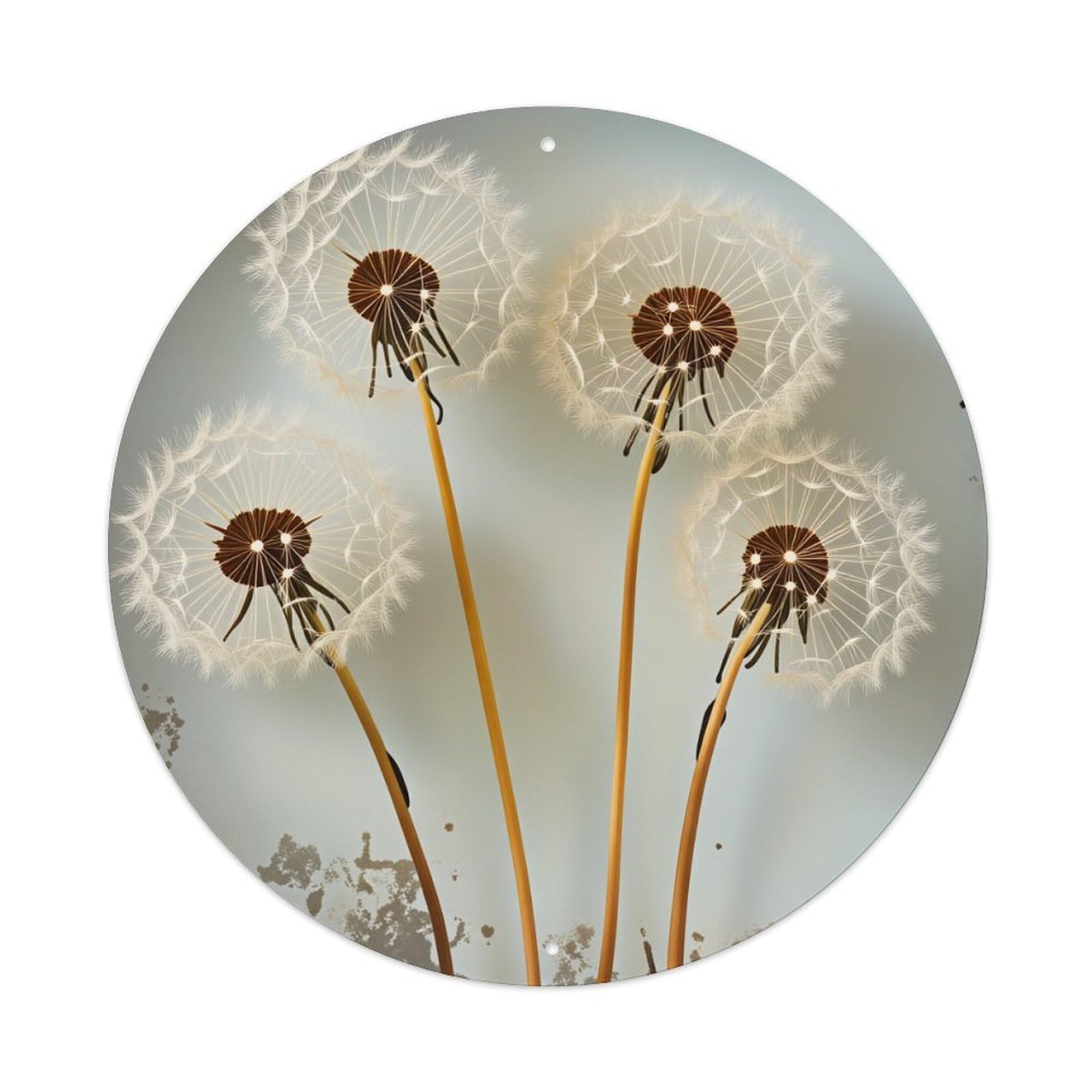 Dandelion Seeds Floating Gentle Wind Round Tin Sign Vintage Metal Poster Retro Bar, Home, Man Cave, Kitchen, Laundry Room Wall Art Decor Gift 8x8Inch