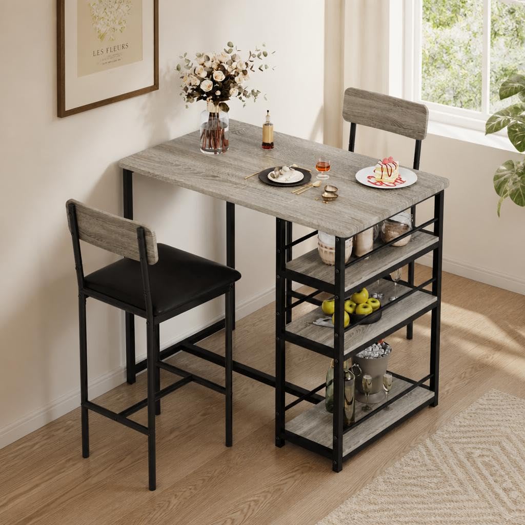 Thaookte Dining Table and Chairs Set 2, Bar Table and Stools Set