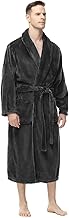 Yurhap Mens Fleece Robe, Soft Plush Robe for Men, Fluffy Bathrobe with Belt & 2 Pockets