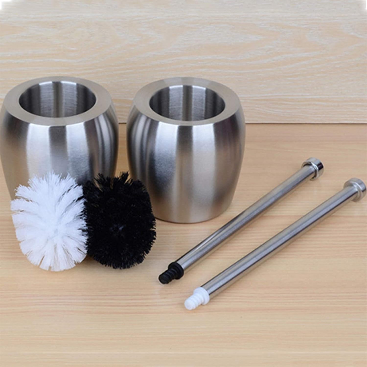 Cepillo de Inodoro de Acero Inoxidable con Base, Cepillo de Inodoro de Doble Capa Engrosado, Limpieza de 360 ​​Grados, Inodoro Creativo de Moda. ，Escobillero(White)