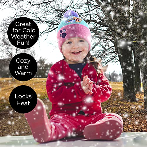 Image of Nickelodeon Girls Winter Hat and Mittens Set, Paw Patrol's Marshall, Chase and Skye Toddler Beanie for Ages 2-4
