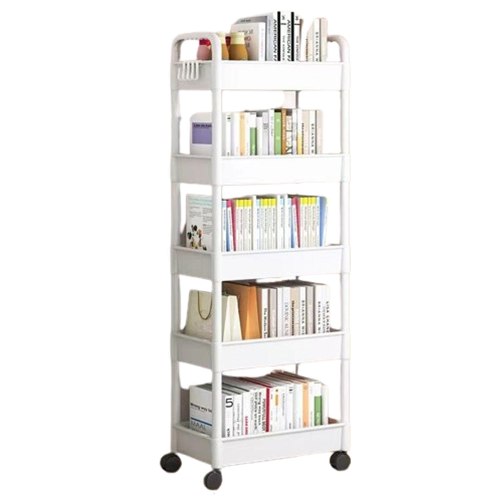 Carrito multifuncional de plástico de 3 niveles con ganchos para cocina, baño, oficina, versátil carrito utilitario en colores elegantes
