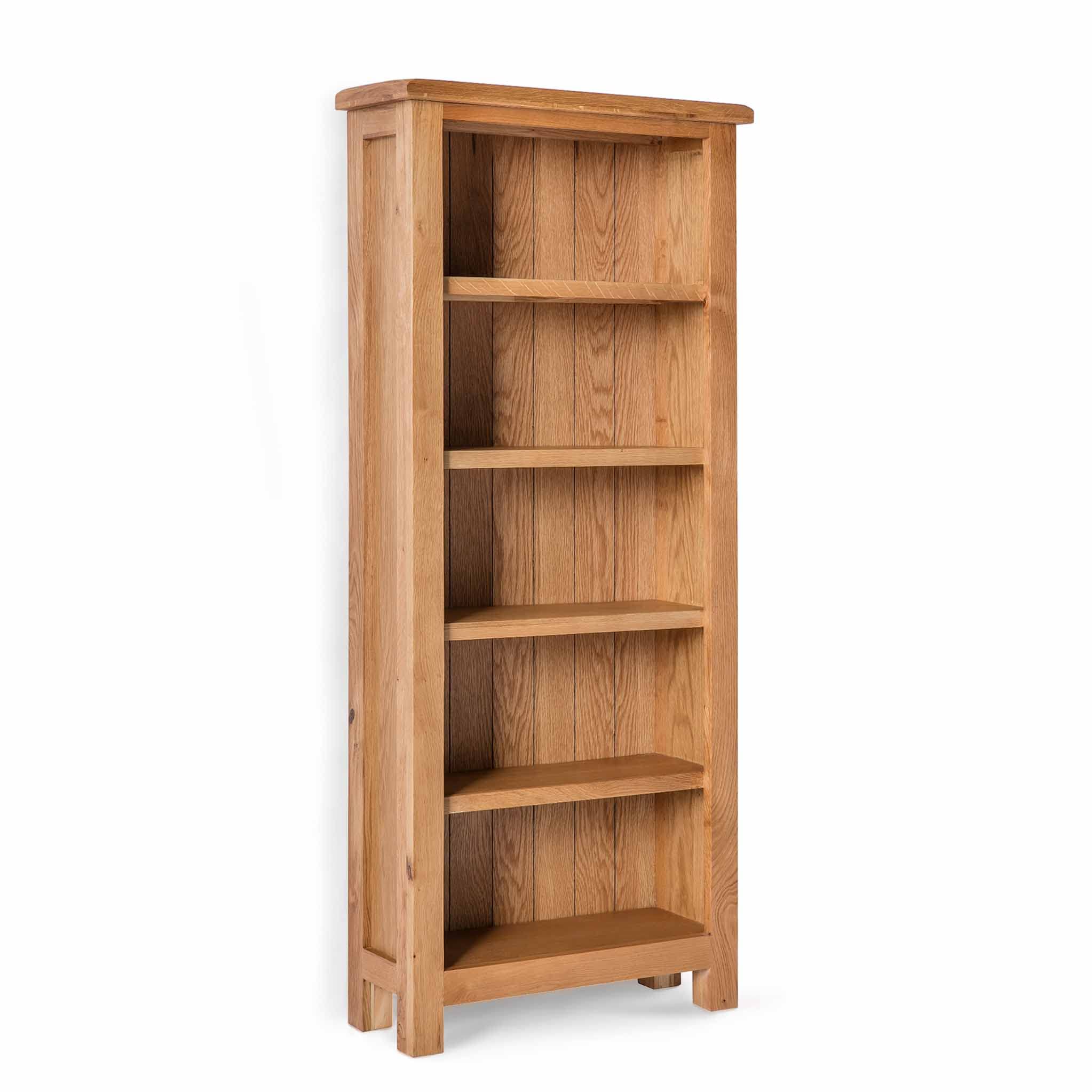 RoselandFurniture Surrey Oak 5 Shelf Slim Bookcase for Living Room