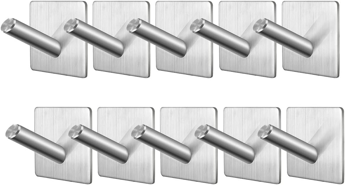 CAZOY 10 Hooks, Nordic Style Multi-Purpose Coat Hooks Anti-Rust Door Hooks for Dormitories, Apartments, Homes and Offices (Color : J)