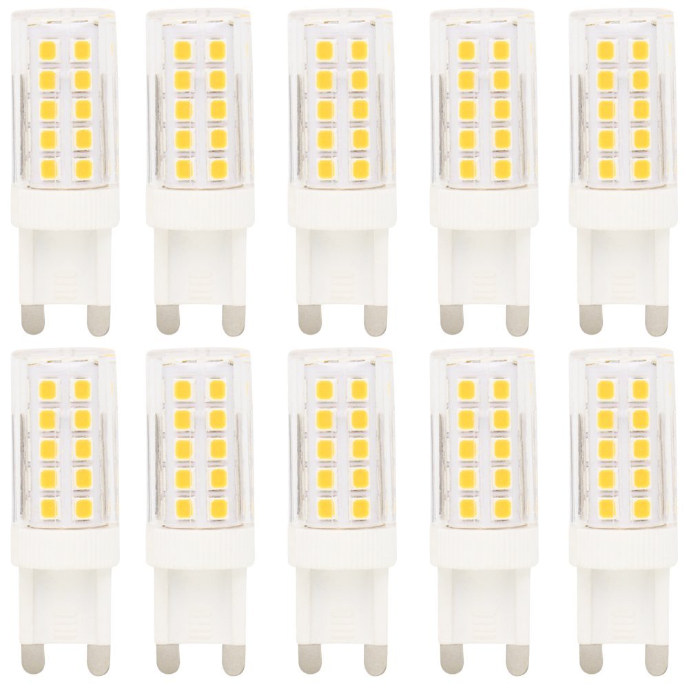 10-Pack G9 LED Lights Bulb 5W Lighting Bulbs,44 SDM 2835,Replacement for Halogen Lamp,Warm White 3000K, Ideal for Cabinet Lighting, Landscaping Lights, AC220V,360° Beam Angle