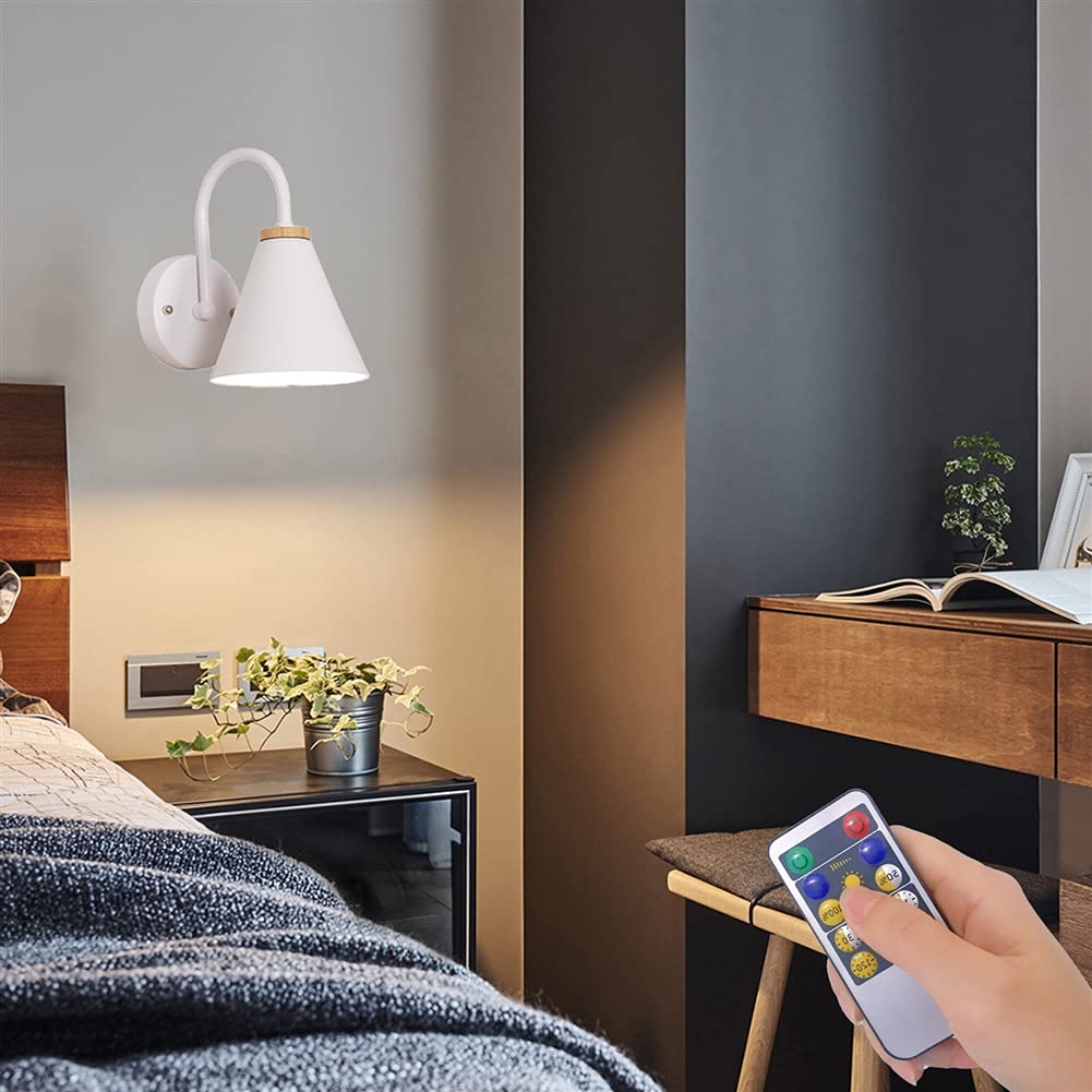 civaza Modern Style Battery Operated Wall Sconces Set of 2, Battery Run Remote Control Non Hardwired Classic Wall Sconce Fixture Wall Decor for Indoor, Restaurants, Loft, Staircase. Easy to Install.