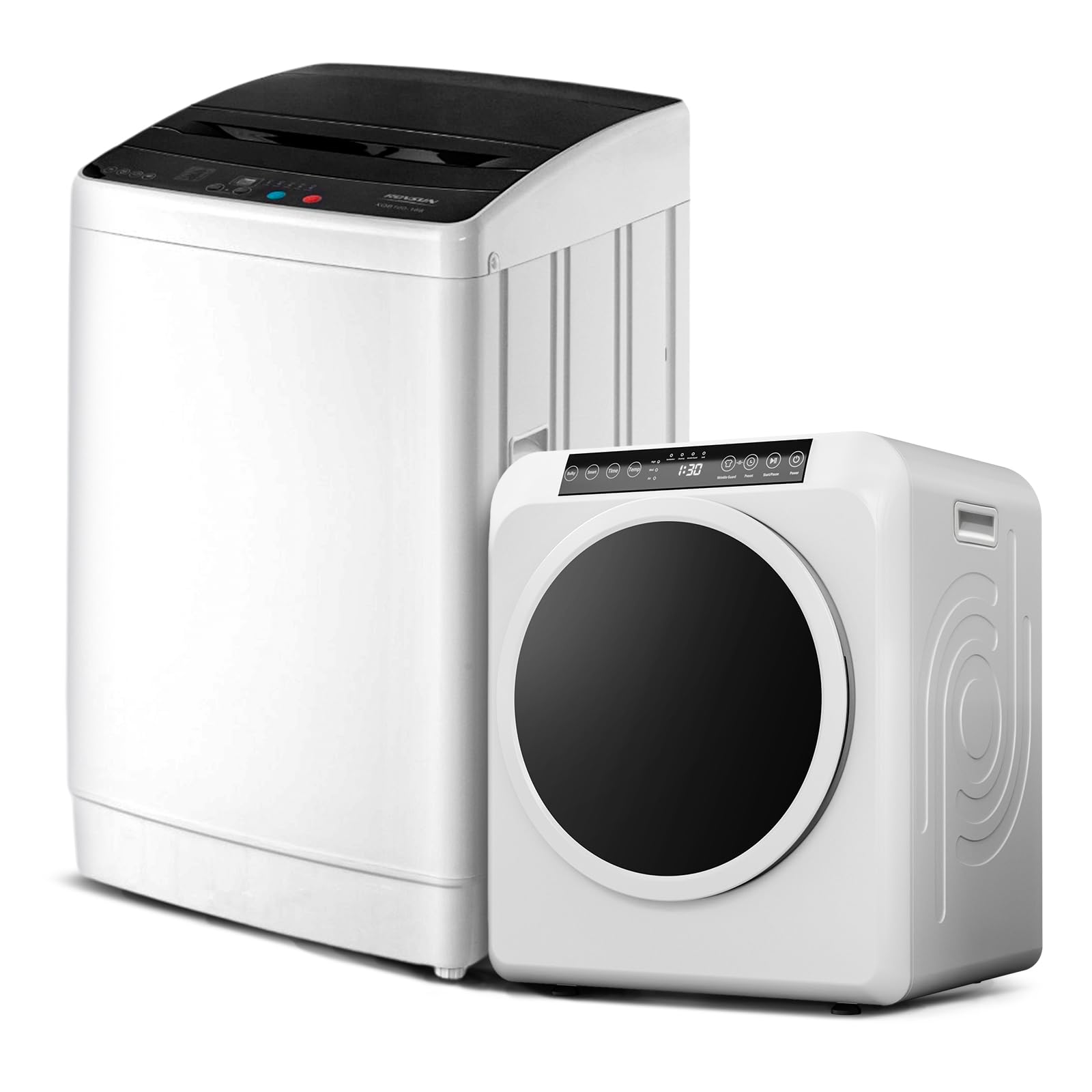 ROVSUN - Secadora de ropa de 3,5 pies cúbicos y lavadora completamente automática de 30 libras, conjunto combinado de lavadora y secadora compacta con tina interior de acero inoxidable para apartamentos, dormitorios y hogares.