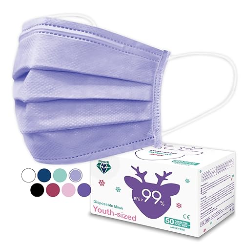 Miniatura 31 de Medtecs - Mascarilla desechable cómoda y transpirable de 3 capas, 2 tamaños infantil y juvenil, gran opción de protección y salud, 50