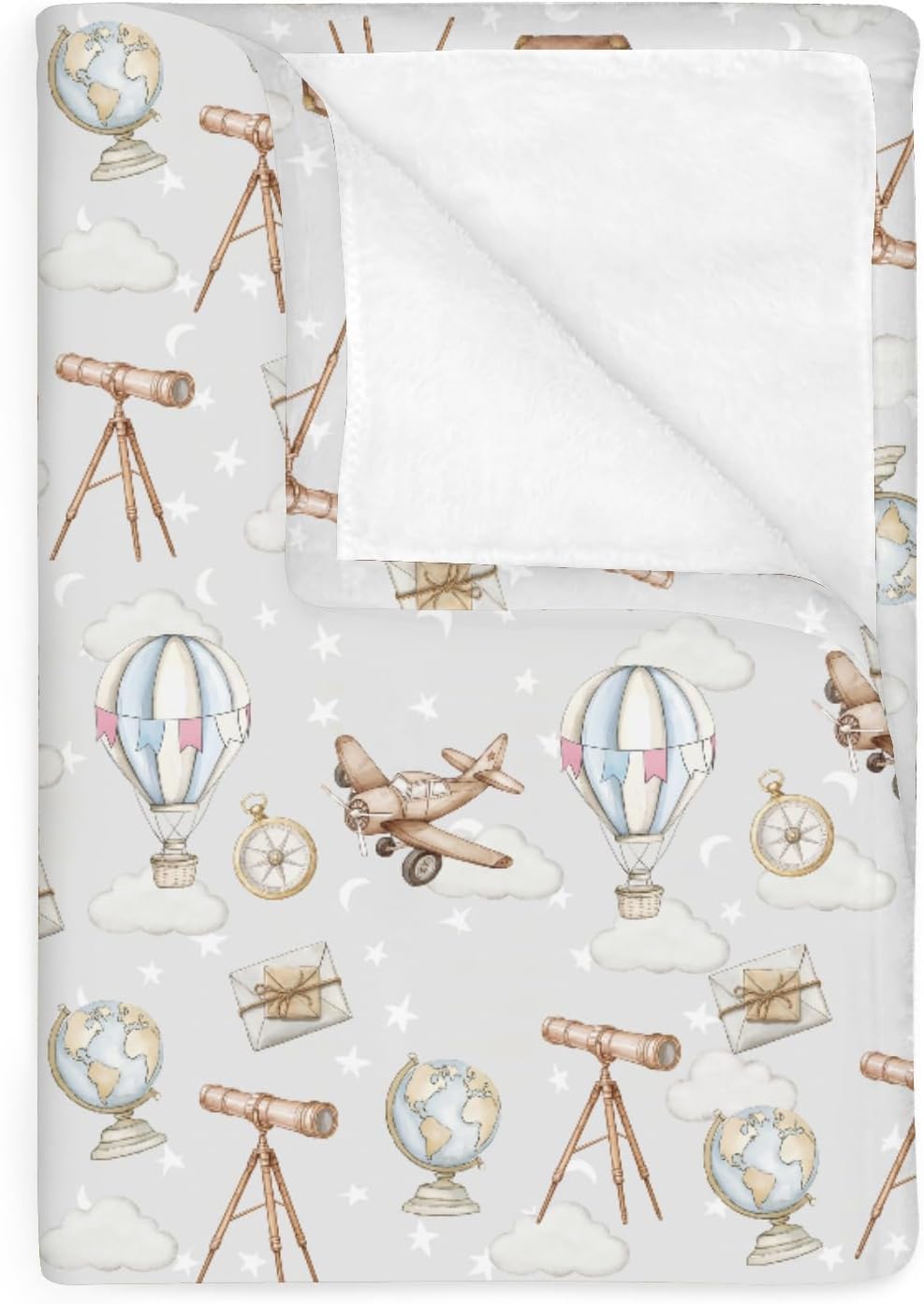 Adventure Baby Blankets for Boy Girl Travel Planes Compass Luggage Globe Explore Soft Flannel Swaddle Receiving Blankets for Infant Toddler Crib Newborn Holiday Vacation Nursery Bed Blanket 40x50