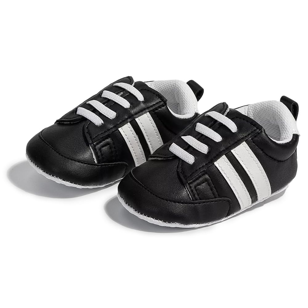 6 to 12 Months Baby Boys & Girls Synthetic Leather Shoes,Infant Non Slip Soft Sole Lace Closure Booties,Unisex Casual Sneaker BT4198-image-6