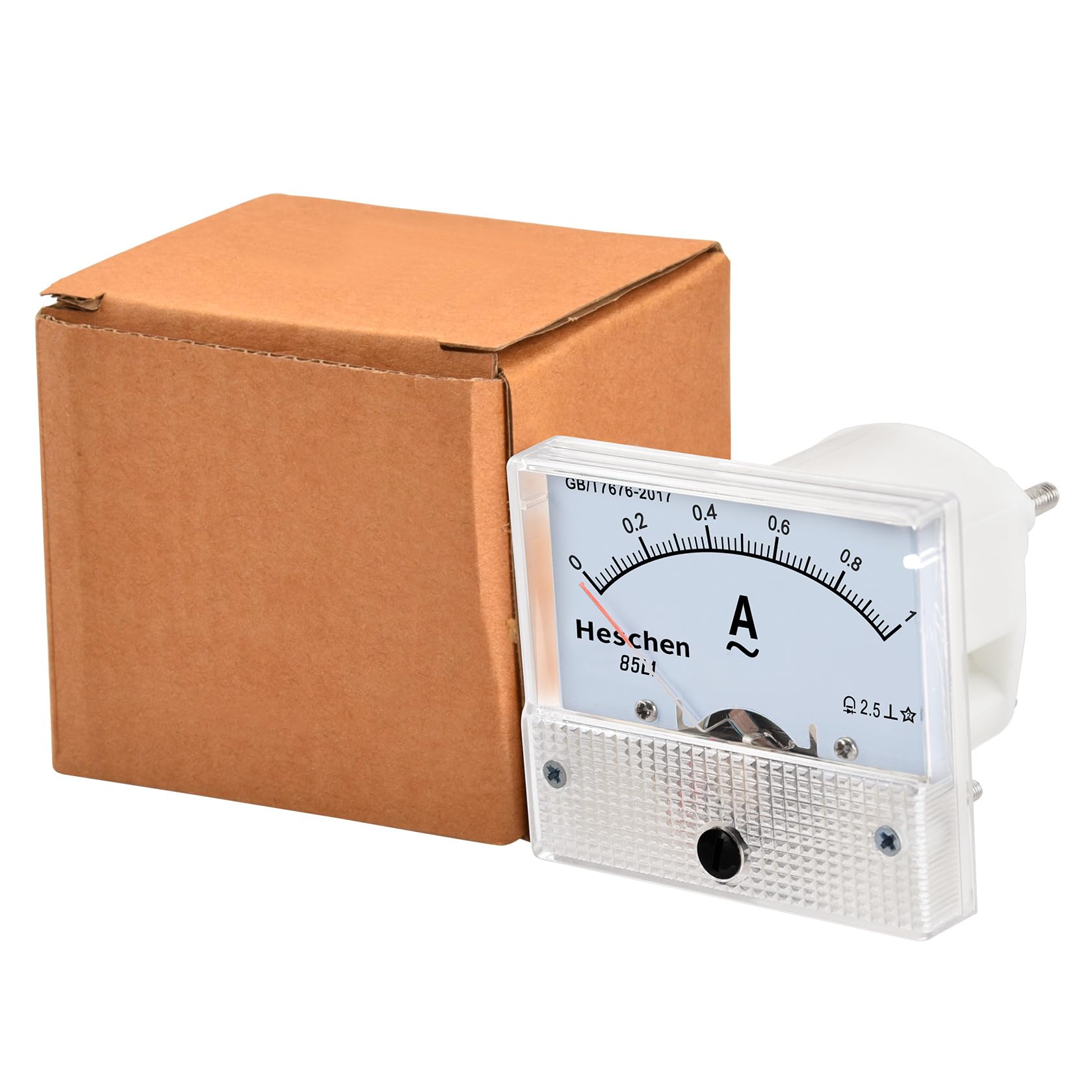 Heschen 85L1-1A - Tester amperometro rettangolare montato su pannello AC 0-1A Classe 2.5, bianco