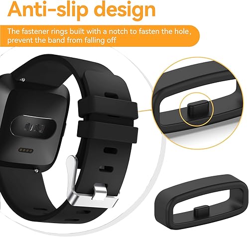 Miniatura 5 de Paquete de 6 anillos de sujeción compatibles con Fitbit Versa 4Versa 3Versa 2VersaSenseSense 2Versa LiteVersa SE, banda de silicona para conectores