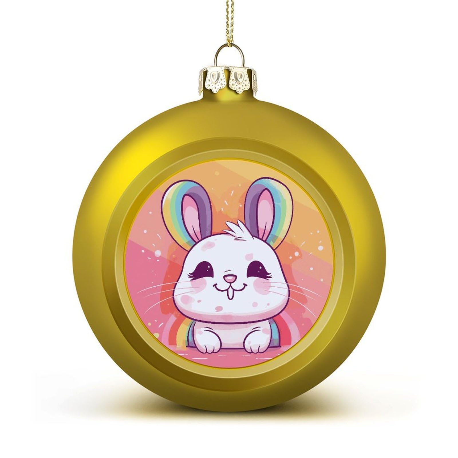 Chubby Rabbit Christmas Balls Ornaments for Xmas Christmas Tree 1.6" Hanging Shatterproof Xmas Balls Hanging Decor Pendants for Holiday Party Outdoor Indoor DIY Craft Supplies