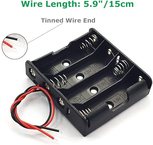 Miniatura 4 de Paquete de 8 cajas de 4 pilas AA, 4 soportes de batería AA con cables, 4 soportes de batería AA con cables de 6 V