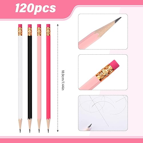 Miniatura 9 de 120 lápices HB sin afilar con borrador, lápices hexagonales de madera para adultos, regalos, lápices de grafito para exámenes, bocetos de oficina