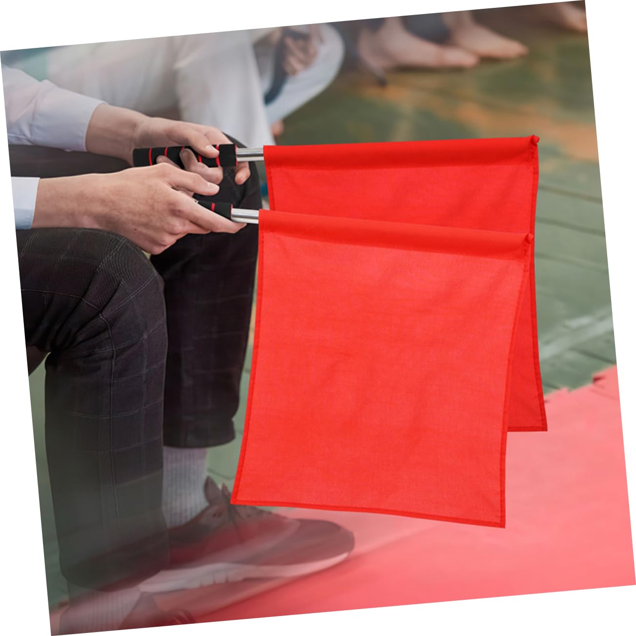 Toyvian 4 Sätze Teiliges Handwinken Fahnen Für Schiedsrichter Sportliche Signalflaggen Mit Ergonomischem Für Wettkämpfe Und Verkehrsregelungen 3 Stück * 4