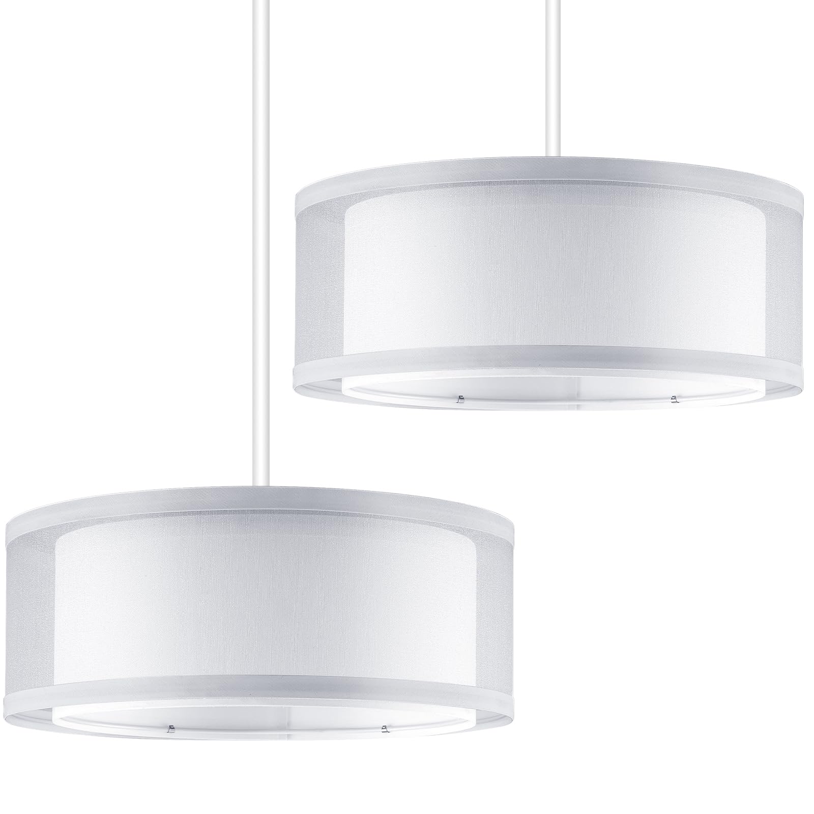 Weewooday 2 Pack White Lampshade for Ceiling 2 Tier Light Shade Ceiling 30cm Modern Stylish Lampshade for Lights Gauze Fabric Table Floor Lamps Light Shade for Living Rooms, Kitchen, Bedroom, Hallways