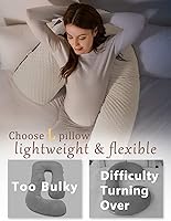Vista 6 de AngQi Almohada de embarazo corporal, almohada de embarazo en forma de L para personas que duermen de lado, almohada corporal de maternidad