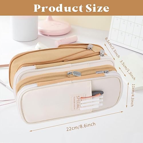 Miniatura 5 de iSuperb estuche plegable de gran capacidad para lápices, de lona, con cremallera, organizador de elementos de oficina, bolsa para bolígrafos, bolsa