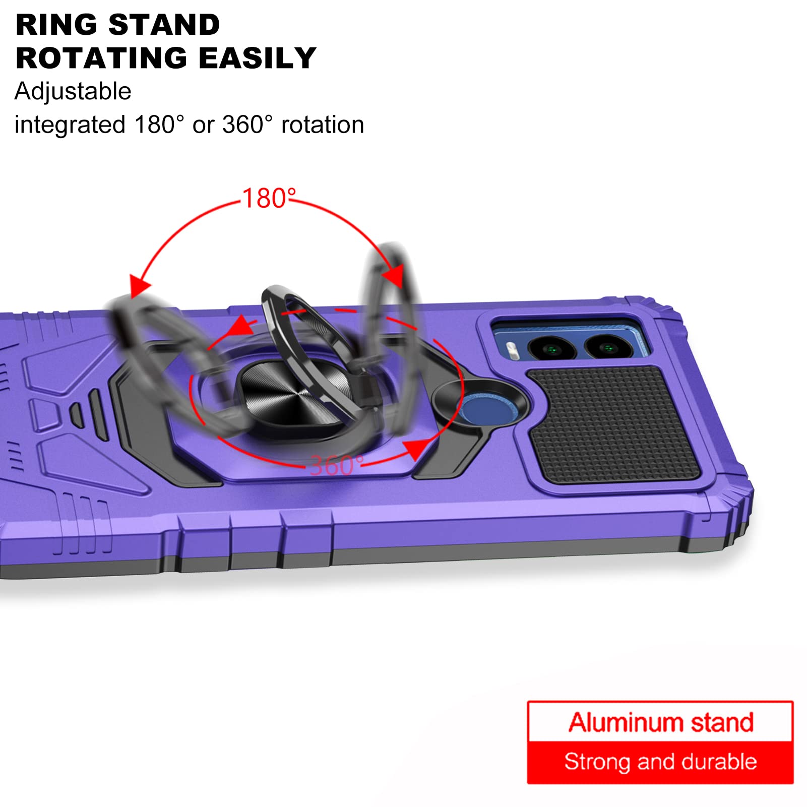 Compatible For Cricket Innovate E 5G Case W/Tempered Glass Screen Protector Military Grade Ring Car Mount Kickstand Shockproof Hard Phone Teal