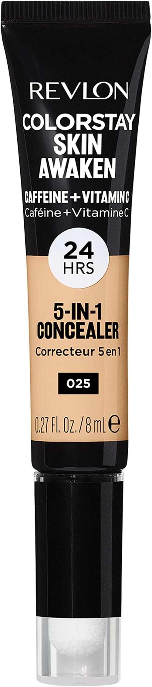 ColorStay Skin Awaken 5-in-1 Concealer, Lightweight, Creamy Longlasting Face Makeup with Caffeine & Vitamin C, For Imperfections, Dark Circles & Redness, 025 Light Beige, 0.27 Fl Oz