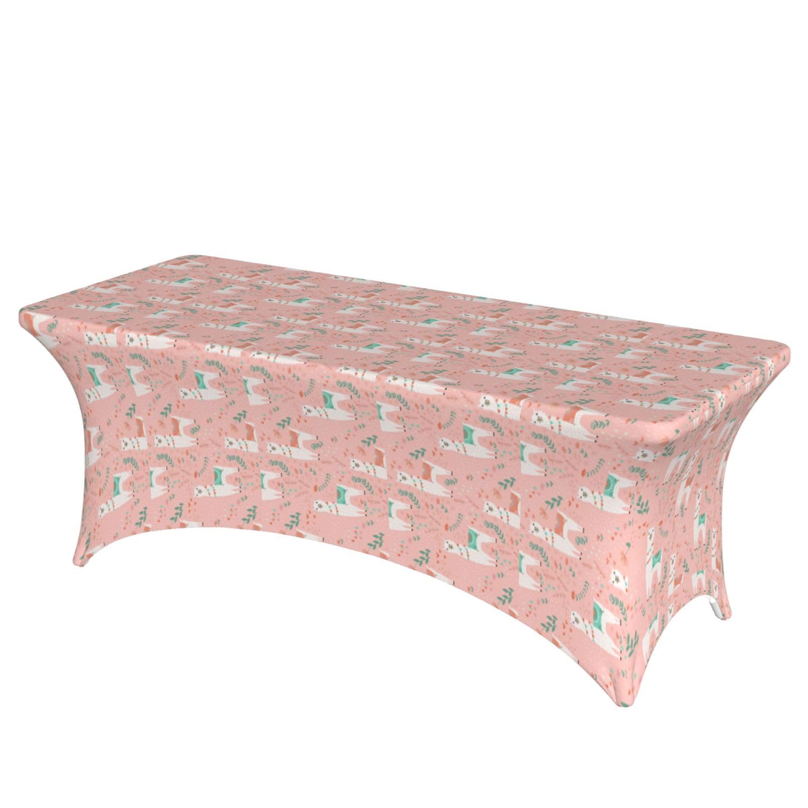 AYYQWE Pink Camel Cactus Print Elastic Rectangular Tablecloth For Banquet Outdoor Picnics Office Table Cover