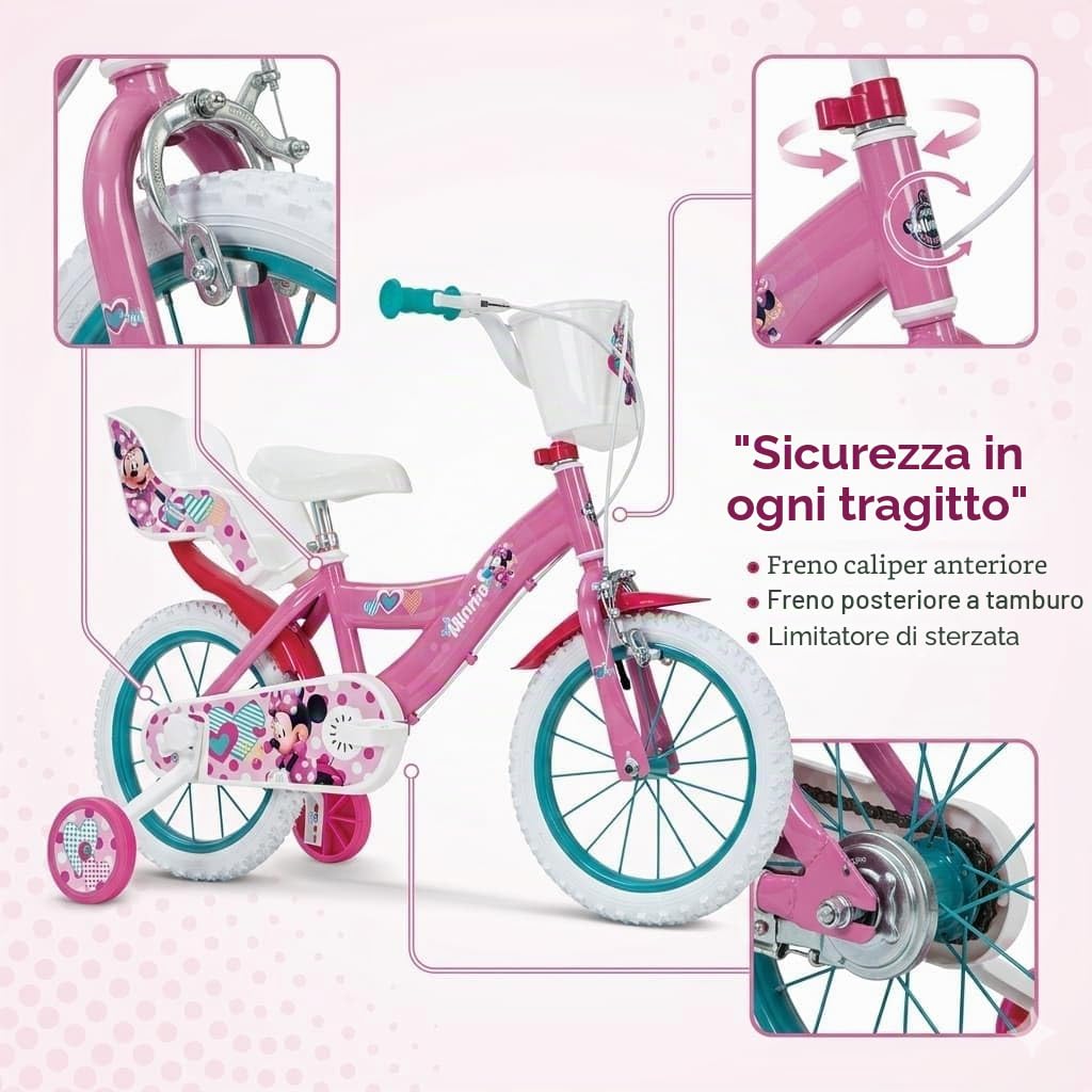 TOIMSA Bicicletta Minnie Huffy 14" Anni, 14613 Gioventù Unisex, Multicolore, 4-6 Años