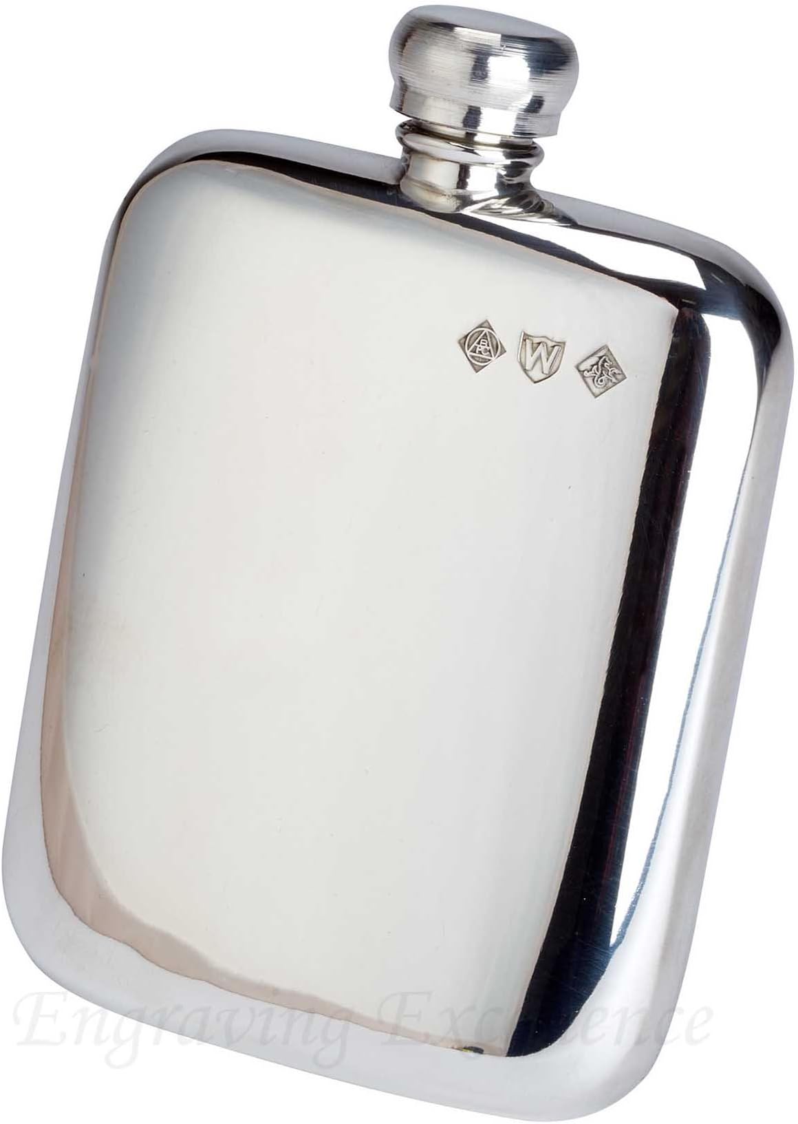 Personalised Engraved 5.5oz Pewter Hip Flask. Hallmarked and Made in Sheffield