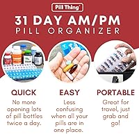 Vista 4 de Twice-a-Day Monthly Pill Box Planner Set - AM & PM Medication Organizer for 31 Days! Set Contains 2 Organizers for One Month.