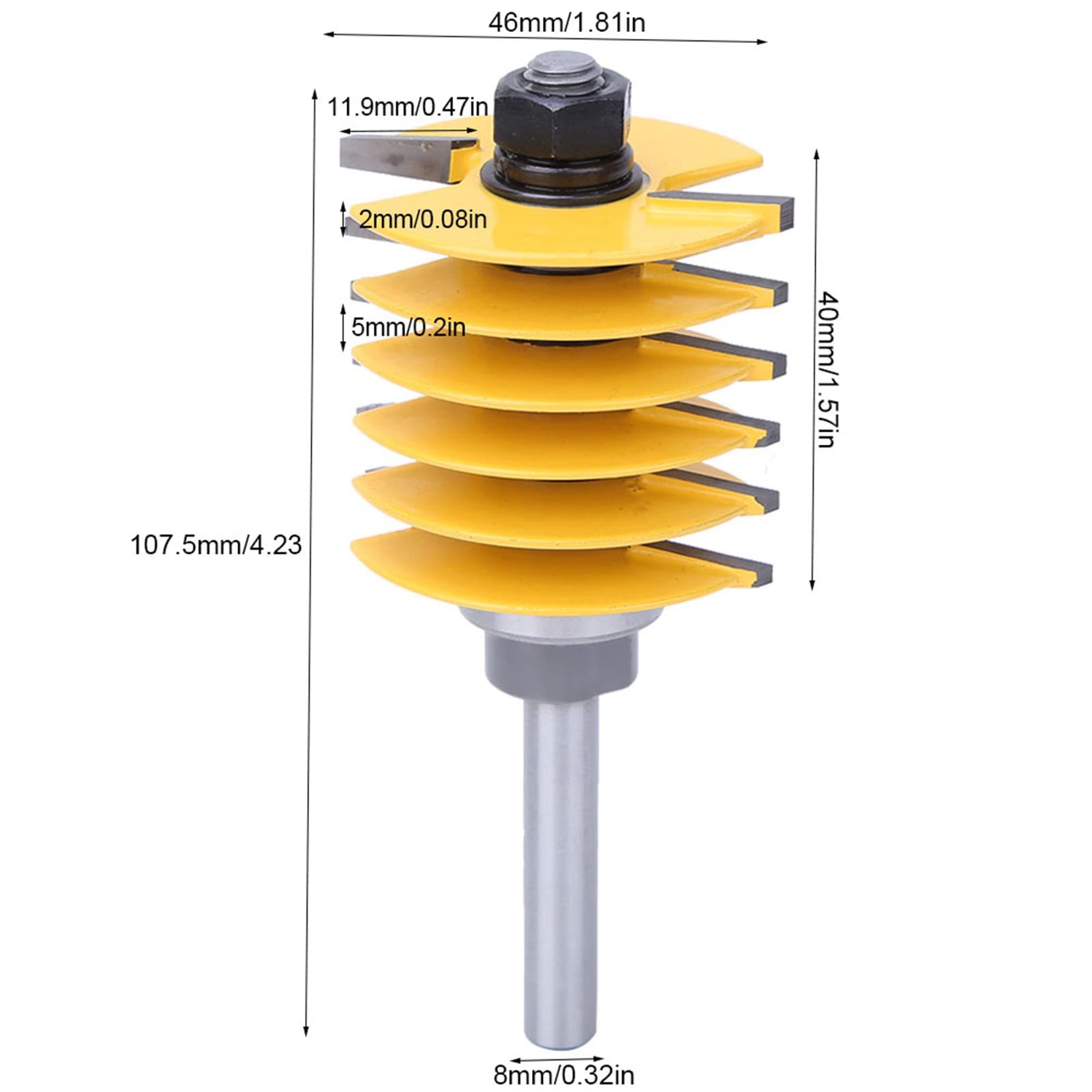 Fresa Per La Lavorazione Del Legno Punta Del Router Con 8 Codoli Punta Del Router Per Giunti A Dita Precisa Bit Rail Router Bit Line Tipo Di Onda Fresa Per Legno(8 X