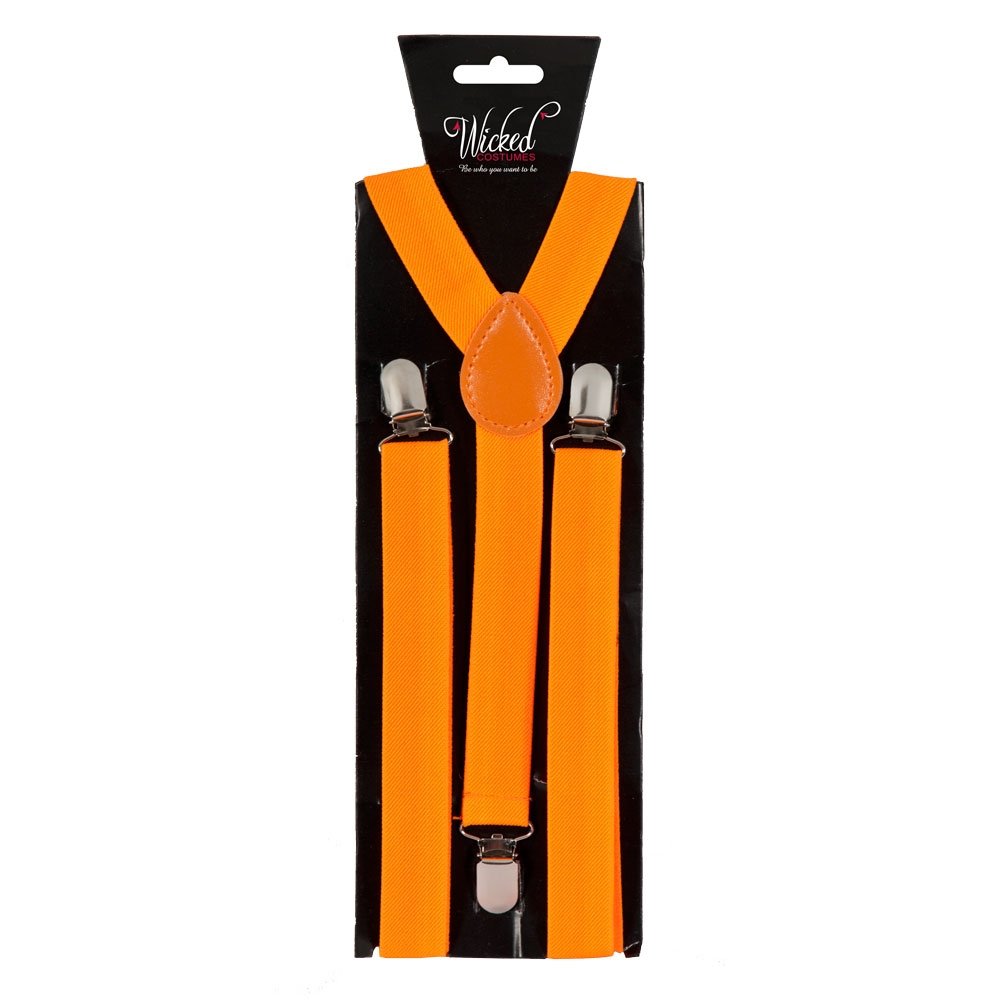 Wicked Costumes Adult Unisex Adjustable Neon Orange Braces Fancy Dress Accessory