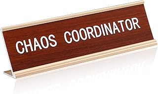 Weysat Funny Desk Signs for Office-chaos Coordinator-fun Office Accessories Novelty Nameplate Decor for Women Men Coworker Gift Home Supply Accessories, 8 x 2.4in