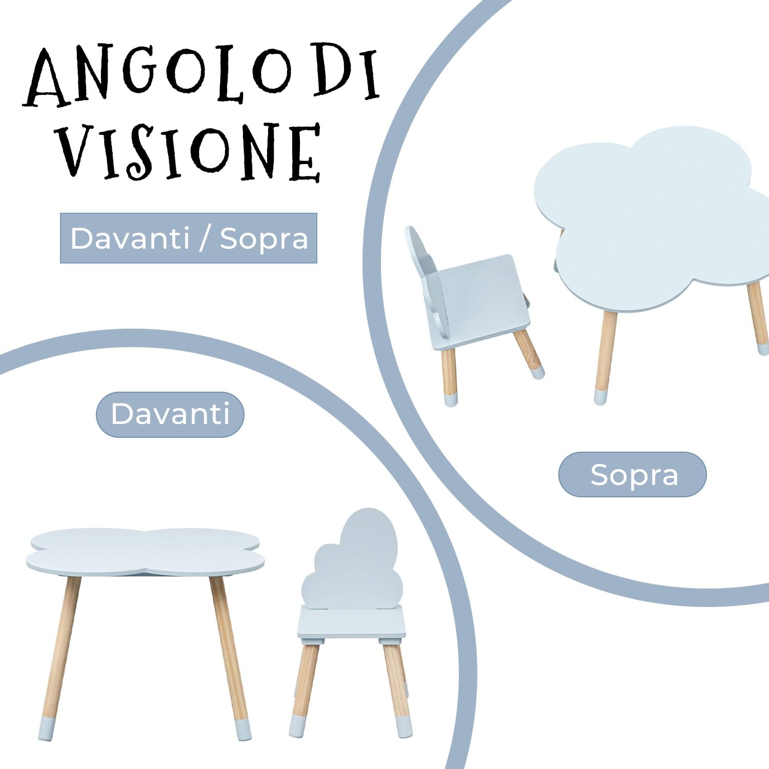 Set Tavolino E 2 Sedie Per Bambini Rebecca - Legno MDF E Pino - Foto 4