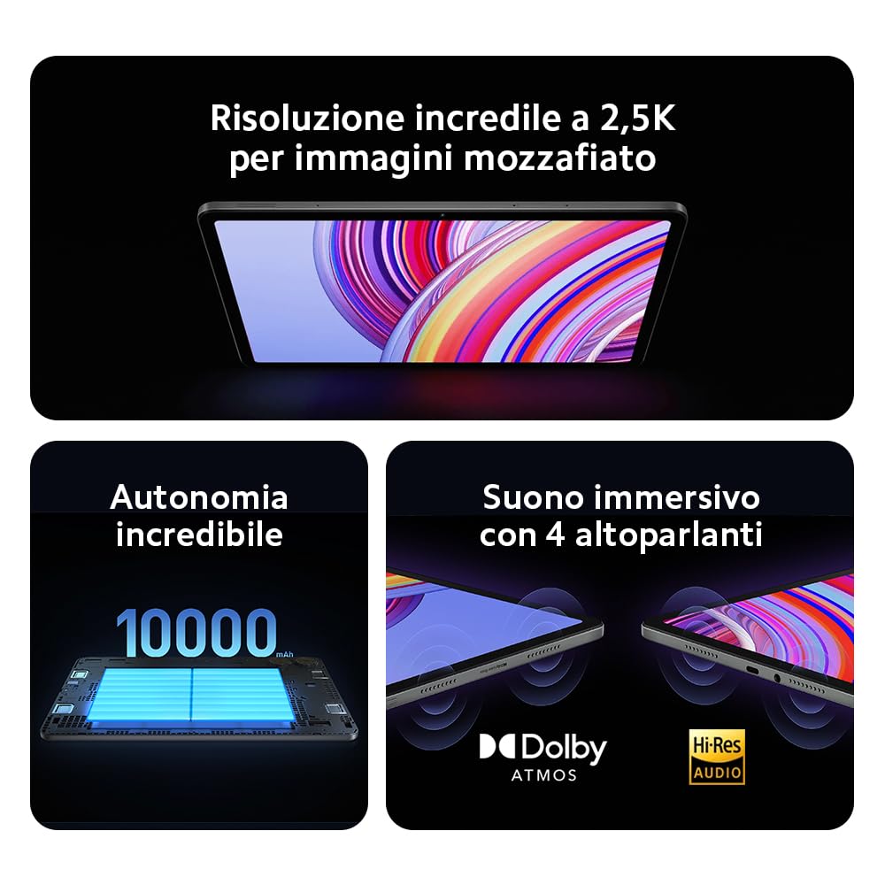 Xiaomi Redmi Pad Pro (Tablet) Con Anello, 2.4GHz Display 12.1", Batteria da 10.000 mAh, Ricarica rapida 33W, 8GB RAM-256GB ROM, Nero
