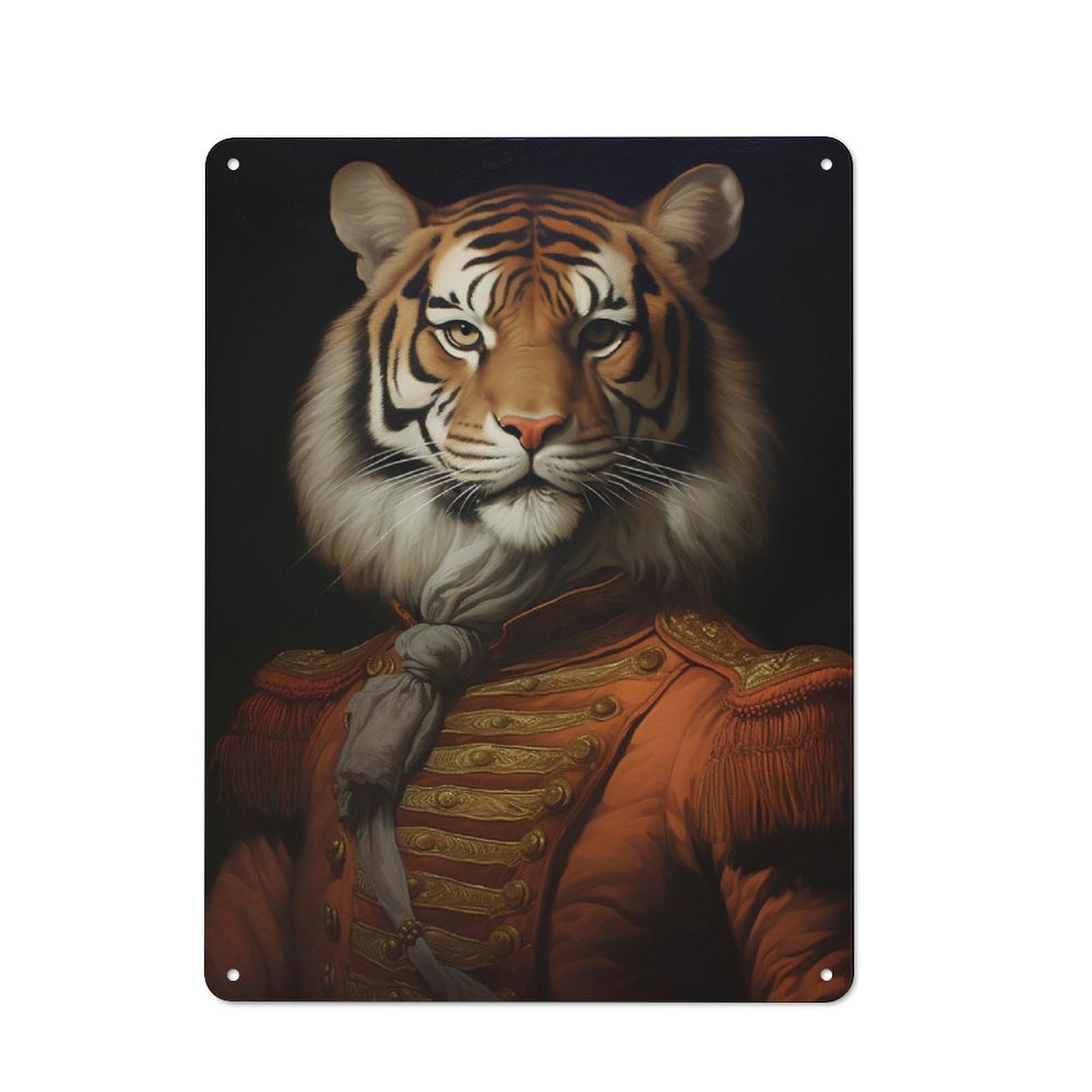 Junmoney Tiger King Animal Painting Metal Plaque 40X30cm With For Garage Wall, Retro Decor, For Themed Interiors In Garages And Workshops