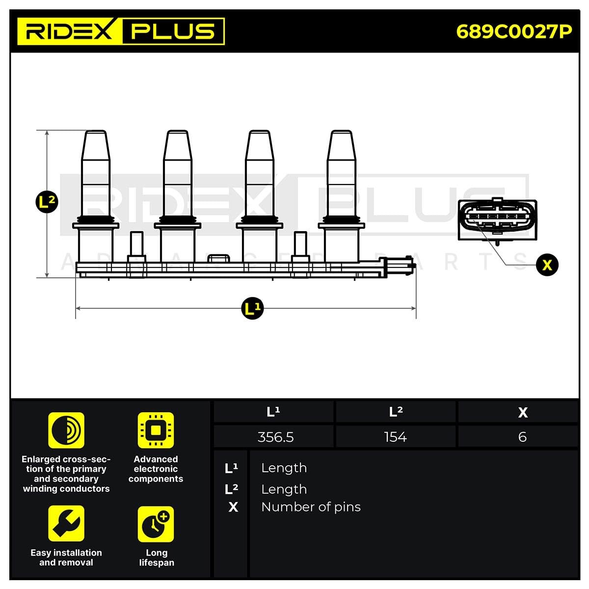 RIDEX PLUS 689C0027P Bobina d'accensione Compatibilità con OPEL Corsa D Hatchback S07